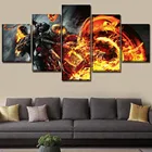 Картина на холсте, домашний декор, каркас, 5 предметов, комиксы, Призрачный гонщик, живопись, череп и абстрактный огонь, мотоцикл, постер, настенное искусство
