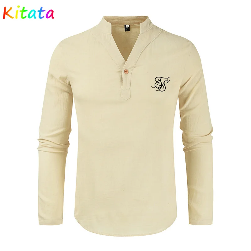 

2021New Men Casual Long-Sleeved Stretch T-Shirt Retro Style High-Quality Cotton Long T-Shirt Fashion All-Match Pullover Sweater-