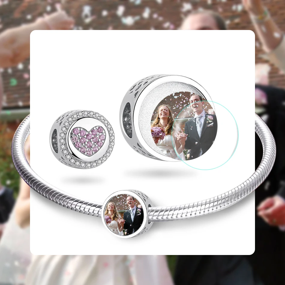 Любовь навсегда сердце розовые хрустальные бусины фото на заказ круглые