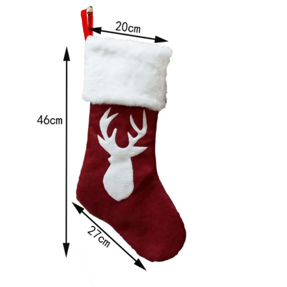 

Christmas Socks Gift Bag Red Hemp Elk Embroidery Christmas Socks Fireplace Christmas Gifts Christmas Pendant