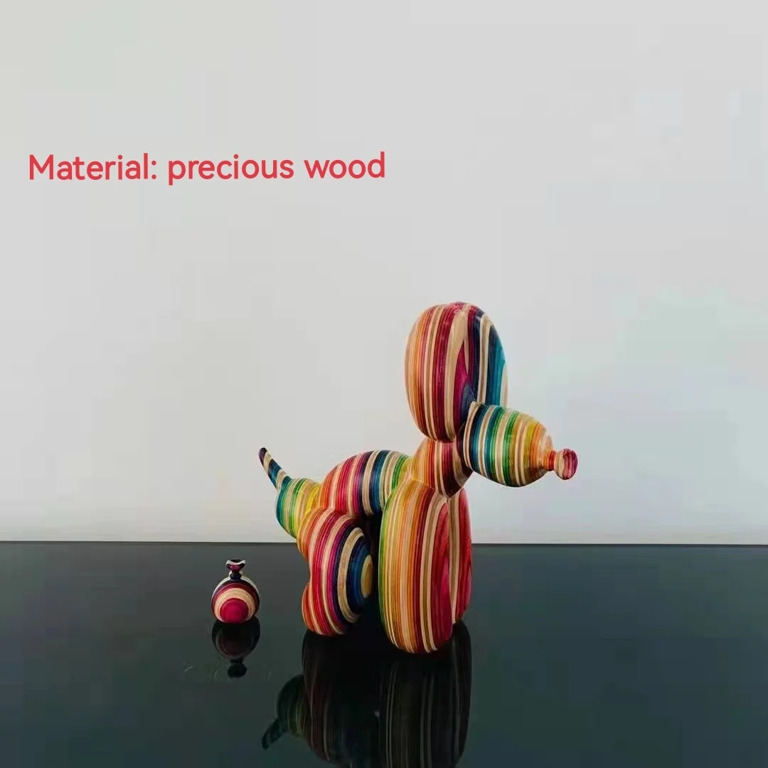 Estatua creativa de perro para caca de madera, escultura de Animal bonito y n&oacute;rdico, artesan&iacute;a, adornos de escritorio, decoraci&oacute;n de lujo para el hogar-0