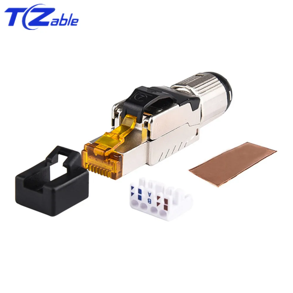 Ethernet Разъемы RJ45 Cat6A Cat7 Cat8 безинструментальный экранированный сетевой Кабель