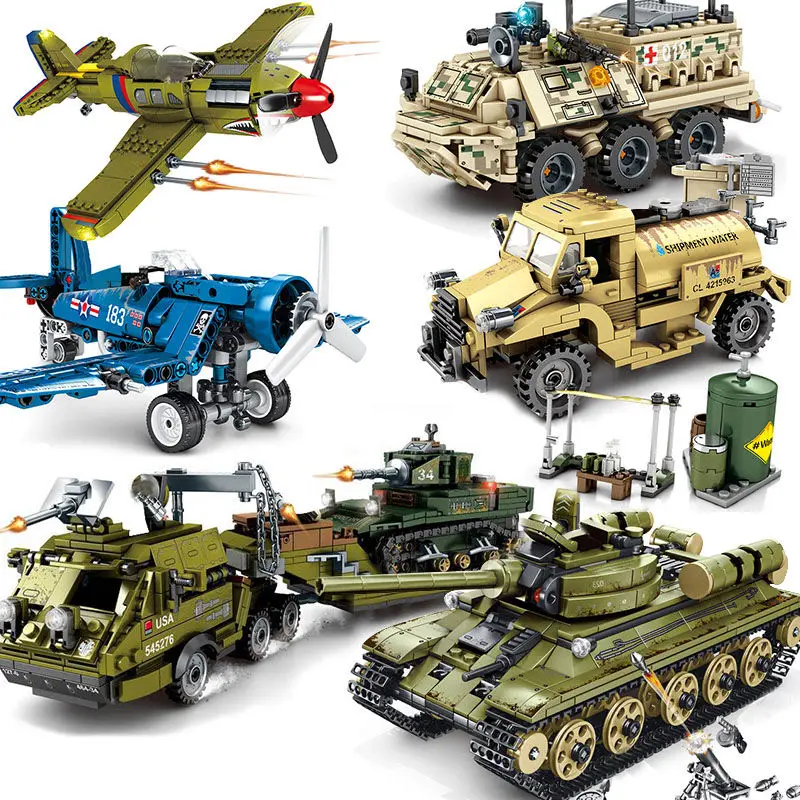 Военная Вторая мировая война грузовик набор блоков WW2 США немецкий автомобиль