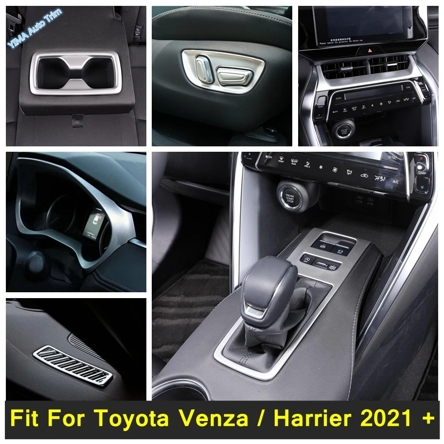 

Matte Accessories Rear Row Water Cup Holder / Center Control Gear Shift Panel Cover Trim For Toyota Venza / Harrier 2021 2022