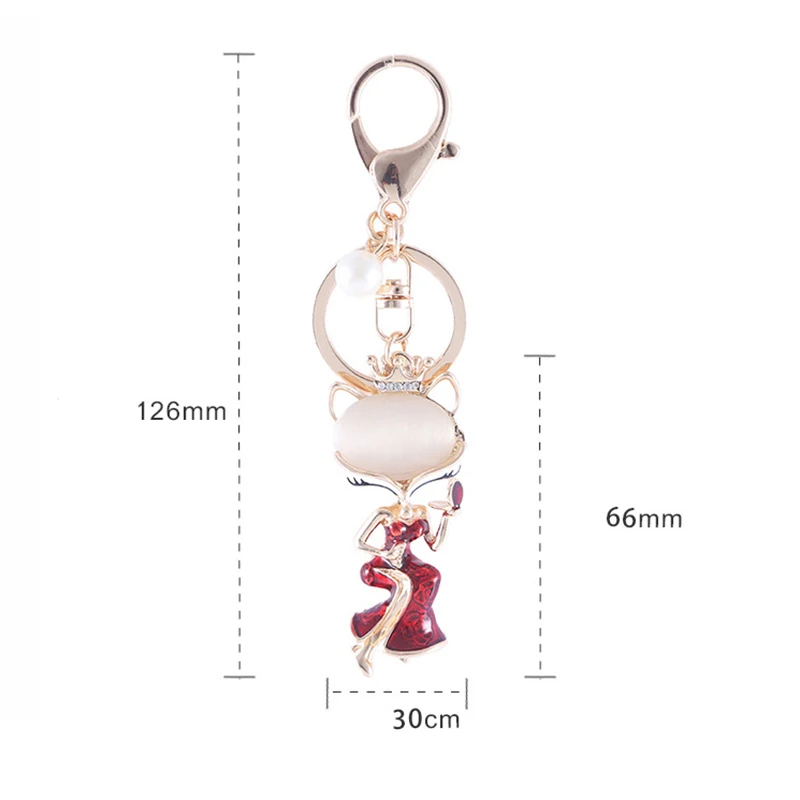 Новый модный парный брелок со стразами и лисой для ключей Автомобильный ключ