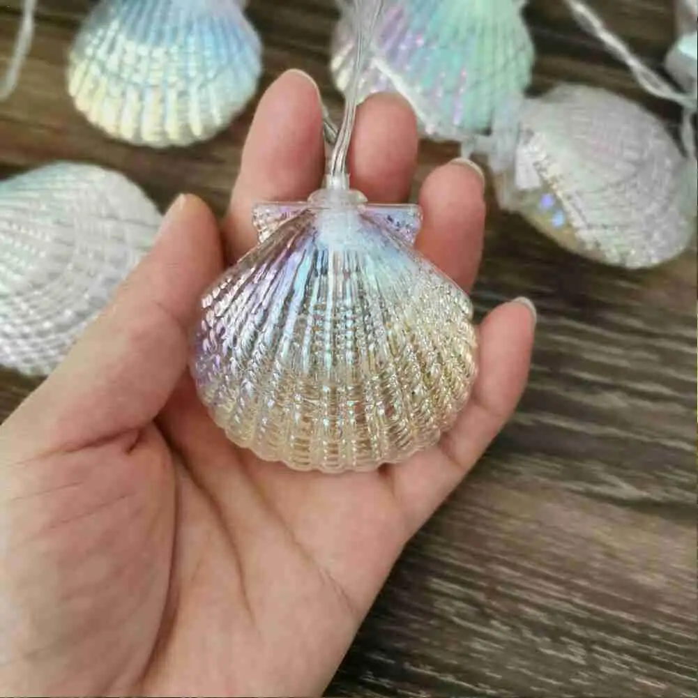 

LED Shell Lantern String Seashell String Fairy Lights Christmas Lamps Decor Patio Tree Battery Party Wedding Holiday Garden A0P9