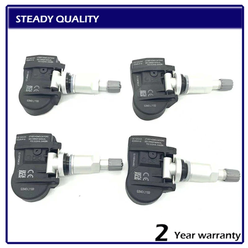 Датчик давления в шинах TPMS, 4 шт., датчик давления в шинах 433 МГц для KIA-Seltos Hyundai-Sonata 2019-2020 52940L1100 52940-L1100
