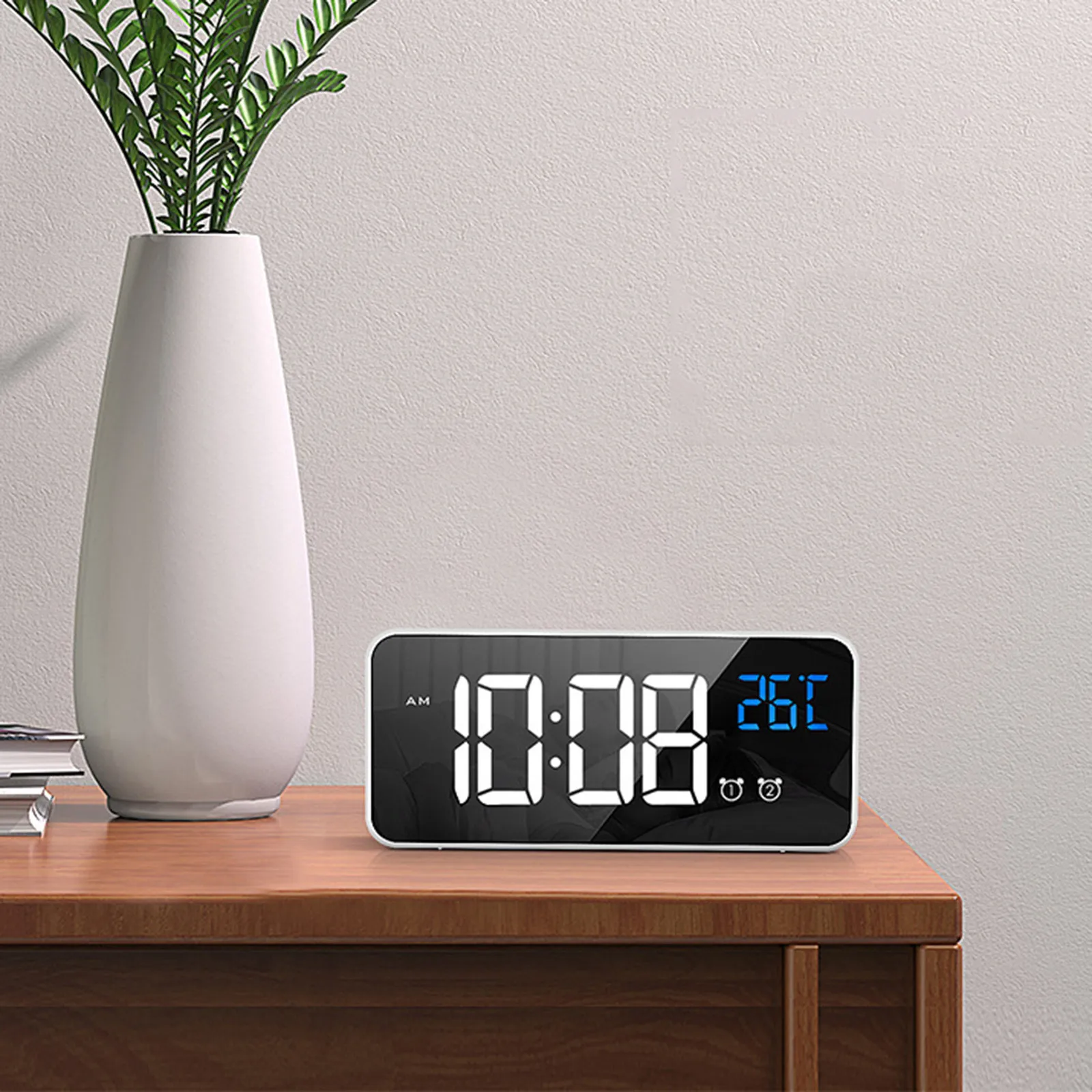 

Led Alarm Clock Wireless Bluetooth Stereo Clock Card Portable Mirror Small Speaker Projector Calendar Charger Table Led Clock