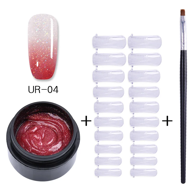 3Pcs set 4 UR SUGAR 15 мл голографический Блестящий Быстрый строительный поли набор для маникюра гель-лаком тепловой поли гель продлевающий половой акт лак кончик ногтей строительный УФ-гель - Цвет: 3Pcs set 4