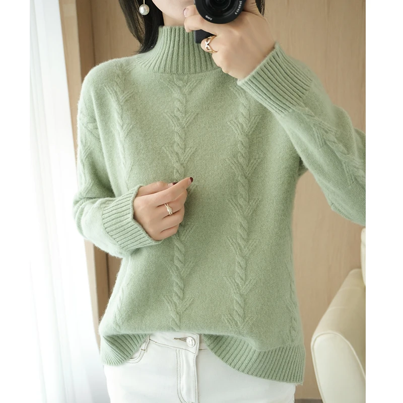 adohon 2020 woman winter 100% Cashmere sweaters autumn knitted Pullovers High Quality Warm Female thickening Turtleneck