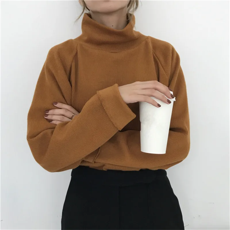 Новинка 2019 водолазка Korobov женский свитер с длинным рукавом однотонный свободный