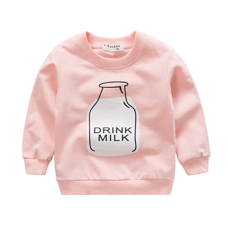 pink bottle Новинка года; сезон весна-осень; свитера для маленьких девочек; детские толстовки с капюшоном; хлопковый свитер с длинными рукавами и рисунком животных; детская футболка; одежда - Цвет: pink bottle