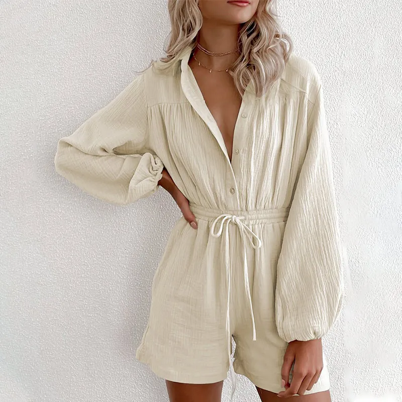 Летний повседневный комбинезон из хлопка и льна верхняя одежда женский на