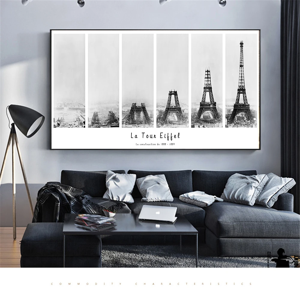 

Posters Paris Tower Blueprint Picture Nordic Canvas Painting for Living Room Bedroom Wall Art Canvas Prints Fashion Home Decor