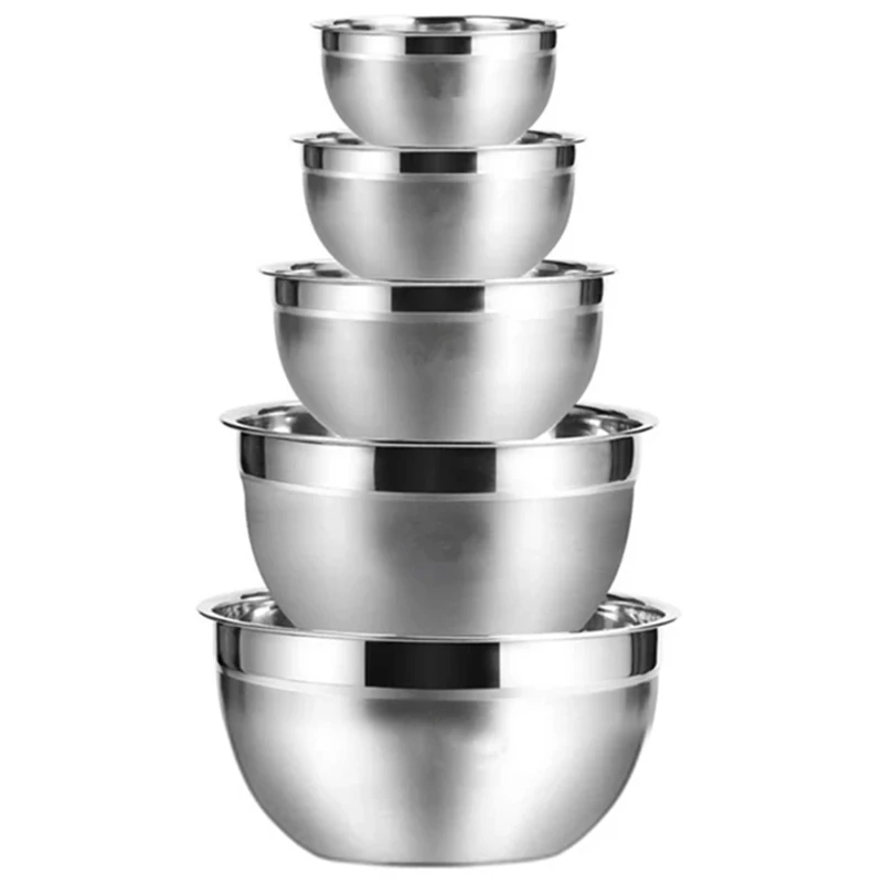 

Stainless Steel Mixing Bowl (Set of 5) Fruit Salad Bowl Storage Bowl Set Kitchen Salad Bowl