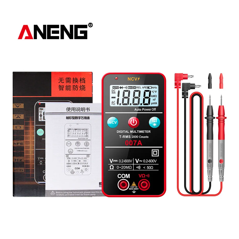 

ANENG 007A Intelligent Digital Multimeter Precision Anti-Burning Electric Auto Voltage Tester Inspection Multimeter Tools
