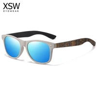 xsw natural bamboo wooden sunglasses handmade polarized mirror coating lenses temple pattern retro pattern sunglasses