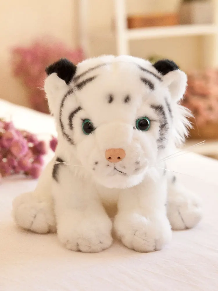

about 25cm sitting pose white tiger plush toy cartoon tiger doll soft doll kid's toy birthday gift w1707