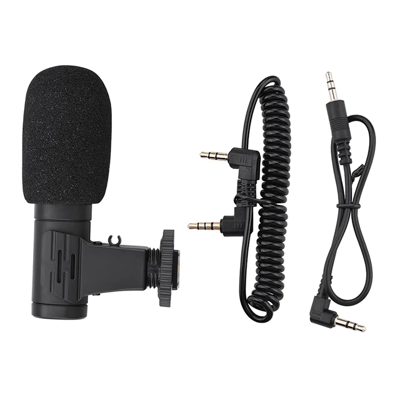 

Professional Portable Camera Microphone for Recording Mobile Phones Black