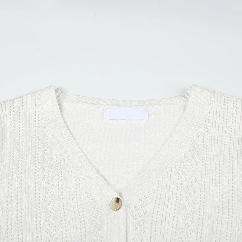 

2020 Fashion Spring Summer V Neck Button Knit Short T Shirt Sweater Womens Clothing Aesthetic