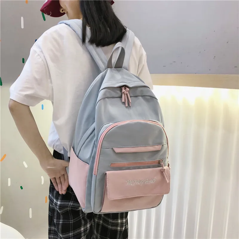 

Wome's Backpack Fashion Nylon Large Capacity Laptop School Backpack for Teenage Grils Bookbag Perppy Style Bag MD0273