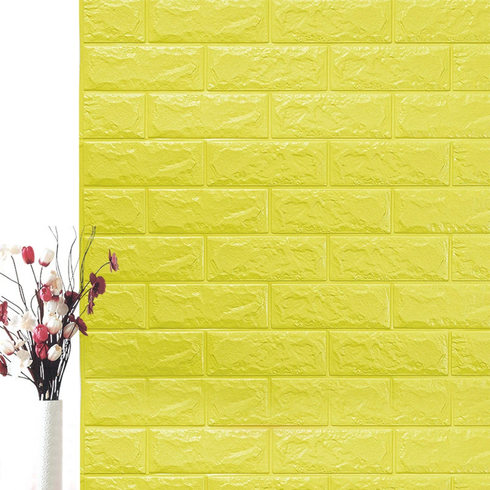 Yellow 1 шт. 3D наклейки на стену имитация кирпича украшения в спальню водонепроницаемые самоклеющиеся обои для гостиной у телевизора на кухне Декор фона - Цвет: Yellow