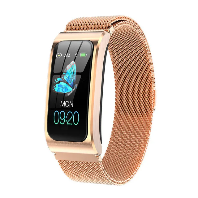 Steel Rose Gold IP68 Водонепроницаемый Смарт фитнес-браслет gps-трекер Шагомер Смарт-часы для женщин Android reloj mujer relogio feminino часы saati - Цвет: Steel Rose Gold