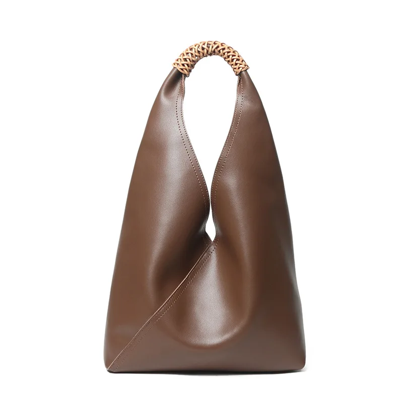 

New Fashion Ladies Leather Handbags Bag Luxury Stitching Woven Underarm Two-layer Cowhide Retro Women Shoulder Crossbody Bags