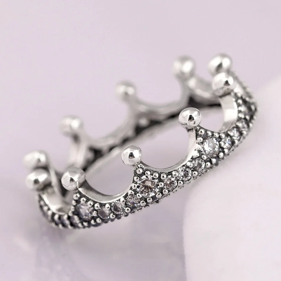 

DoDoFly Original Enchanted Crown With Crystal Rings For Women 925 Sterling Silver Ring Wedding Party Gift Fine Jewelry