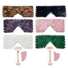 Маска для глаз из розового кварца, нефрита, брикет, скребок для гуаши, натуральный камень, холодная терапия, расслабляющий сон, массажная маска для глаз, новинка