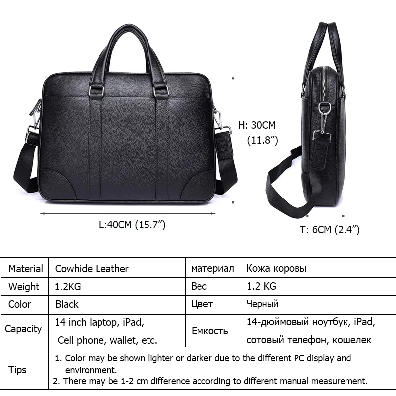 Мужской портфель из натуральной воловьей кожи Роскошный деловой мессенджер на