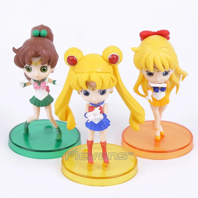 

Q posket Tsukino Usagi Sailor Neptune Kaiou Michiru Sailor Uranus Tenoh Haruka PVC Figures Toys 3pcs/set 8cm