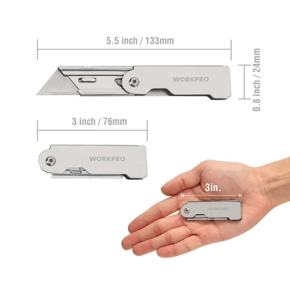 Складной универсальный нож WORKPRO 3 шт. быстрая смена карманный складной с клипсой