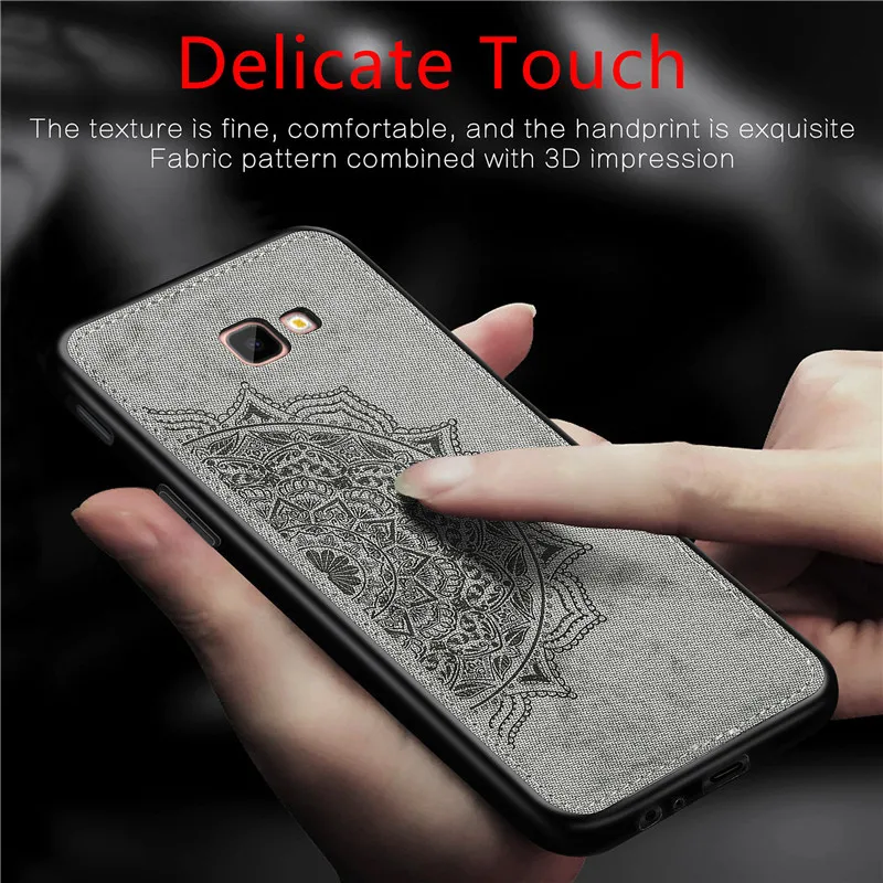 Магнитный чехол для телефона samsung galaxy j4 plus тканевый силиконовый 3d с цветочным