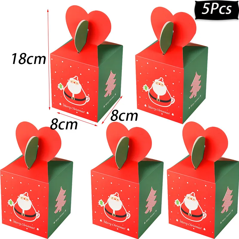 5pcs candy box-I WEIGAO милый олень дерево Подарочная коробка конфеты сумки Счастливого Рождества пакет для печенья на год рождественские вечерние подарочные пакеты пластиковые пакеты - Цвет: 5pcs candy box-I