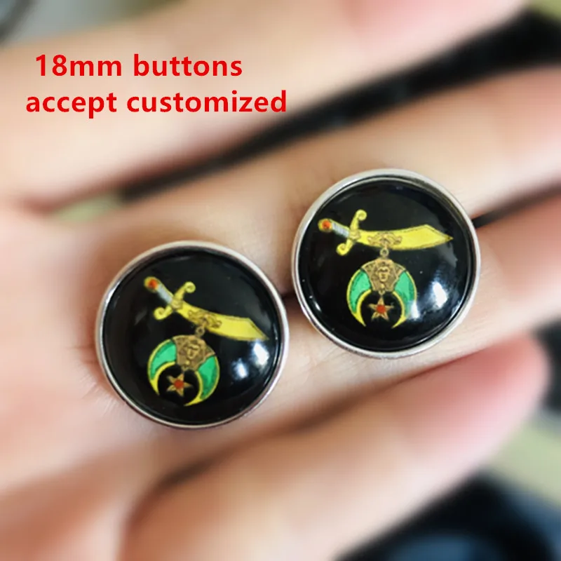 10Pcs 18mm Alloy Shriners Symbol Round Snaps ONC106 Freemasons Masonic Ornament Chunky Circle Glass Button Bracelet Full Edge - купить по