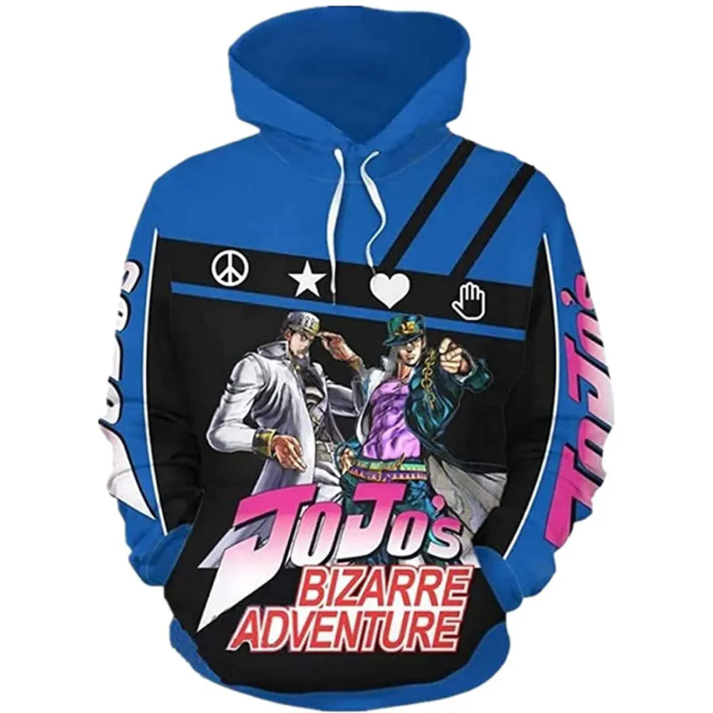 

Толстовка с капюшоном для мужчин и женщин, повседневный костюм для косплея невероятные приключения Джоджо, брендовая уличная одежда, мультяшный Свитшот