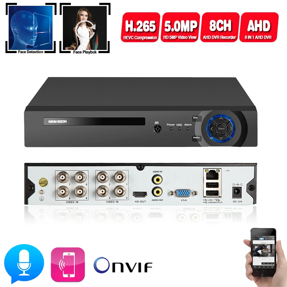Камера видеонаблюдения H.265 4 канала 8 каналов 5 МП AHD DVR 2 МП|Видеорегистратор для