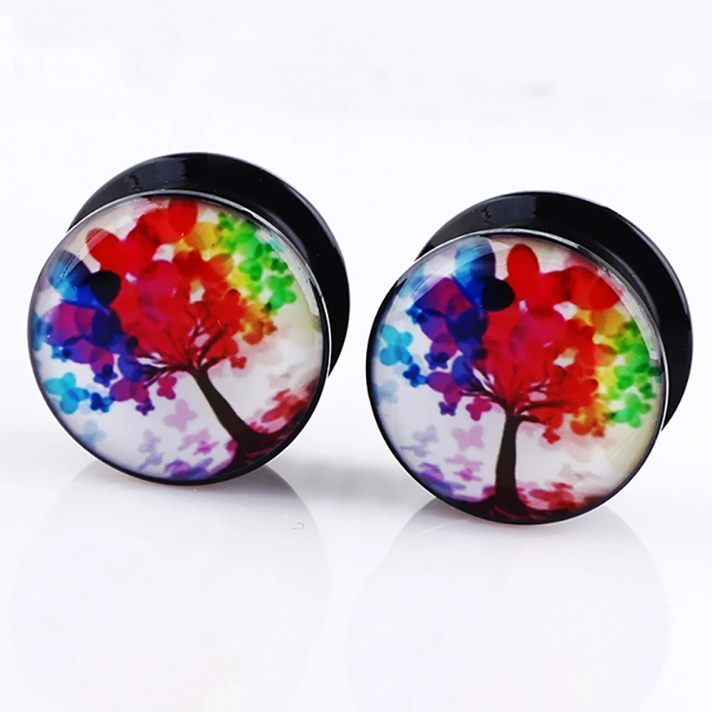 

JUNLOPWY Tree of Life Ear Gauges Plugs Acrylic Screw Fit Flesh Tunnel Eyelet Stretcher Body Piercing Jewelry men 00 gauges
