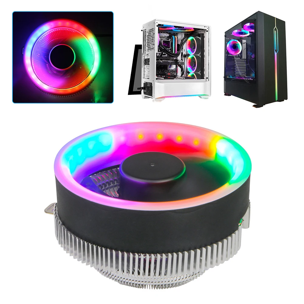 Светодиодный 3 контактный кулер для ЦП прочный цветной RGB вентилятор с