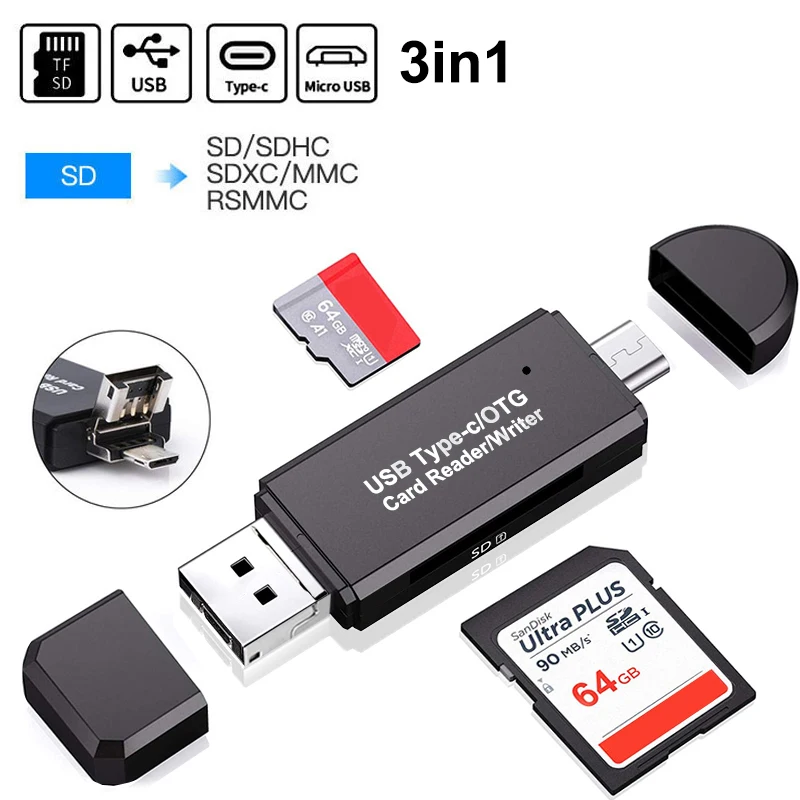 3 в 1 usb 20 type c micro usb otg micro sd tf sd кардридер для samsung дл