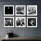 Живопись для домашнего декора, черно-белая ретро-фигурка, картина в скандинавском абстрактном стиле, настенные картины для гостиной, Постер со звездами