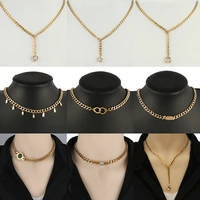 punk women choker necklace stainless steel necklace thick chain necklaces for women heart necklace zircon charm necklace jewelry