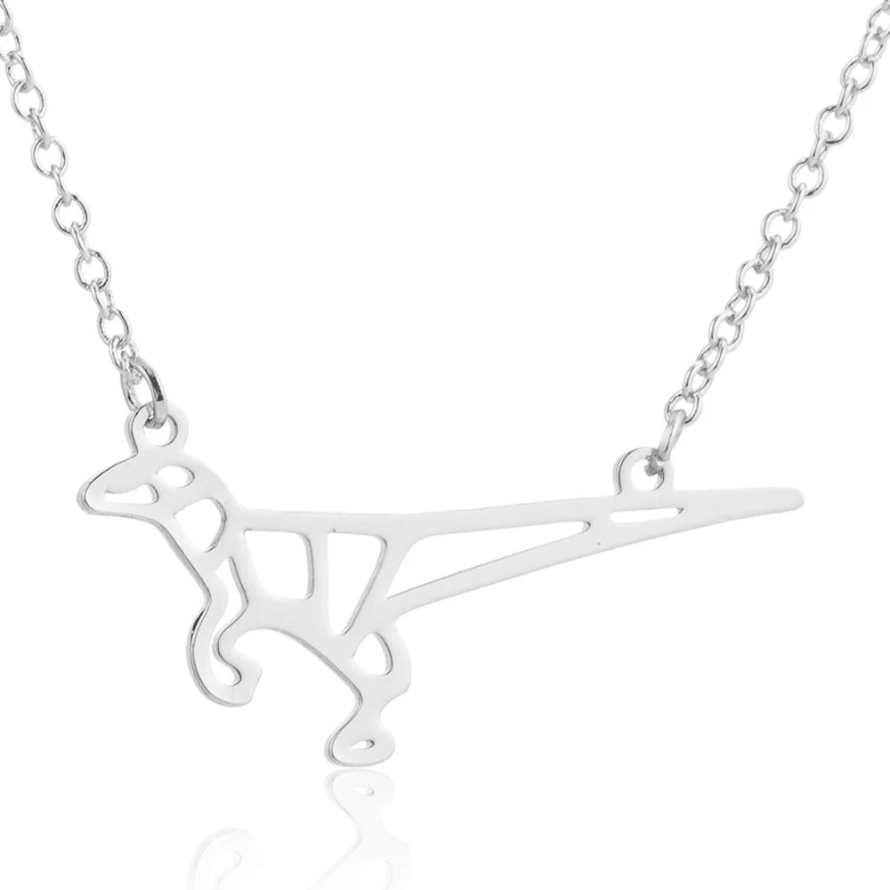 

2021 Personality Minimalist Origami Dinosaur Pendant Necklace Women Geometric Animal Jewelry Men Gifts Boys