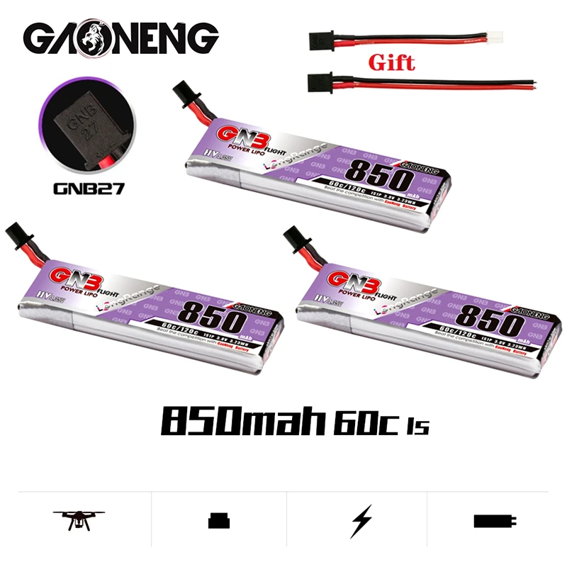 

1-5 шт. GNB Max 120C 1S 4,35 в 850 мАч HV Lipo батарея GNB27 Разъем для RC FPV гоночного дрона оптовый комплект рамы Tinywhoop запасные части