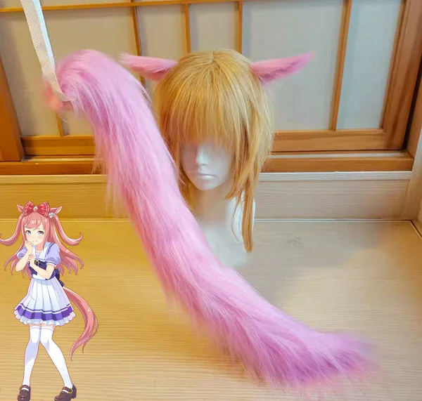 

2021 Аниме Симпатичные Дерби Агнес цифровой Длинный розовый хвост и розовые уши аксессуары для косплея реквизит для Хэллоуина вечерние Косплей