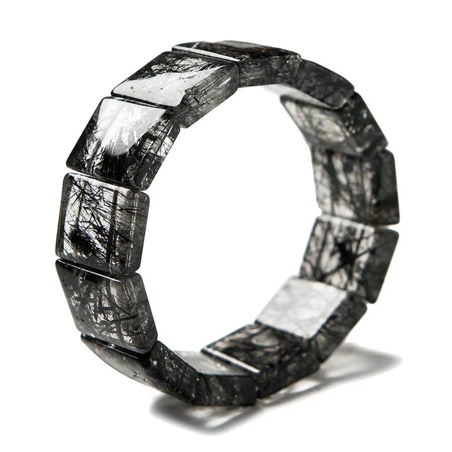 Настоящий натуральный черный рутиловый кварц драгоценный камень Прямоугольник