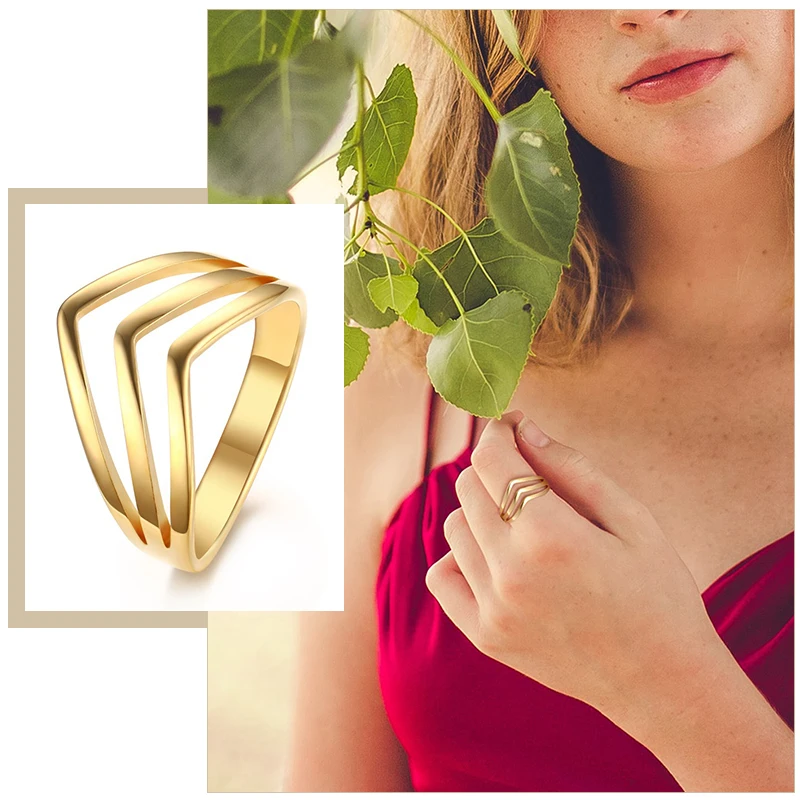 

Stylish V-Shaped Ring Women,Boho Knuckle Finger Wedding Bands Jewelry,Geometric Stainless Steel Accessories,bague femme
