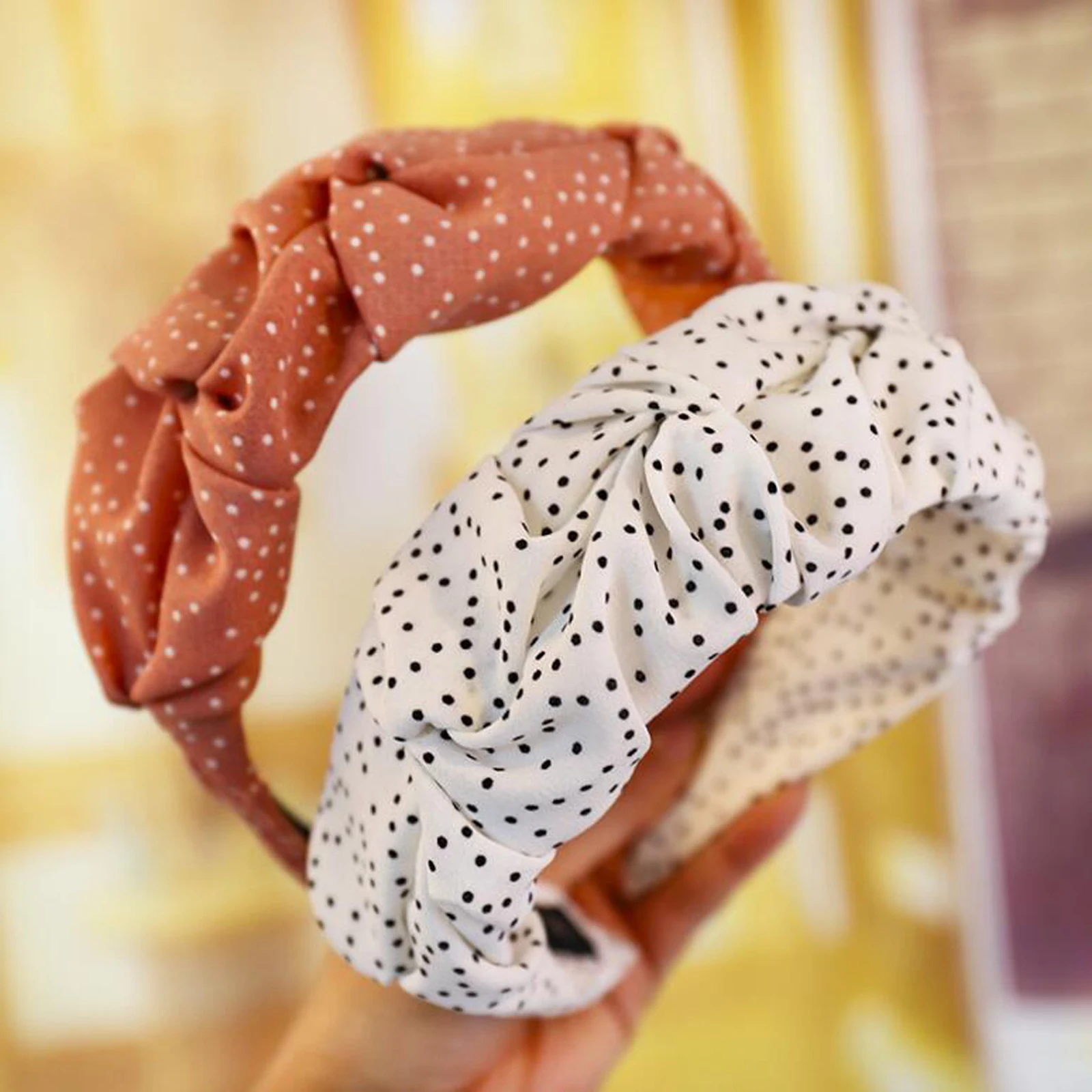 Повязка для волос в горошек женская повязка на голову с широкими боками цветами