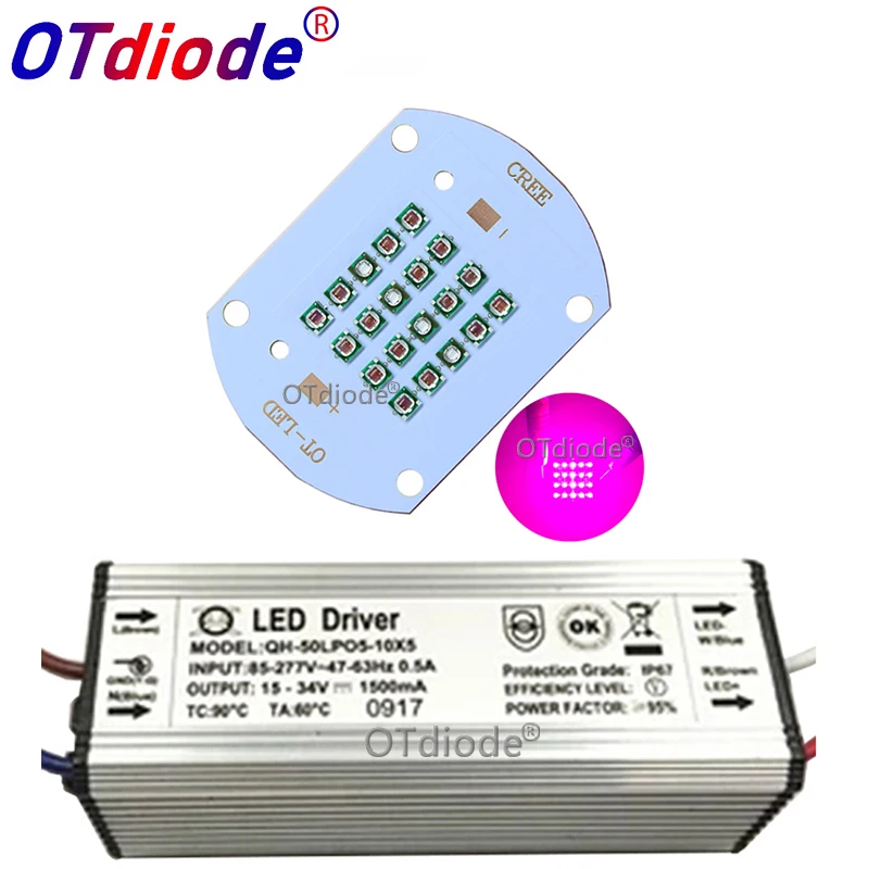 Hydroponice CREE 50W 60W COB led grow light chip XPE Deep Red 660nm Royal Blue 450nm for Indoor Plant Seedling Grow and Flower|Подвесные